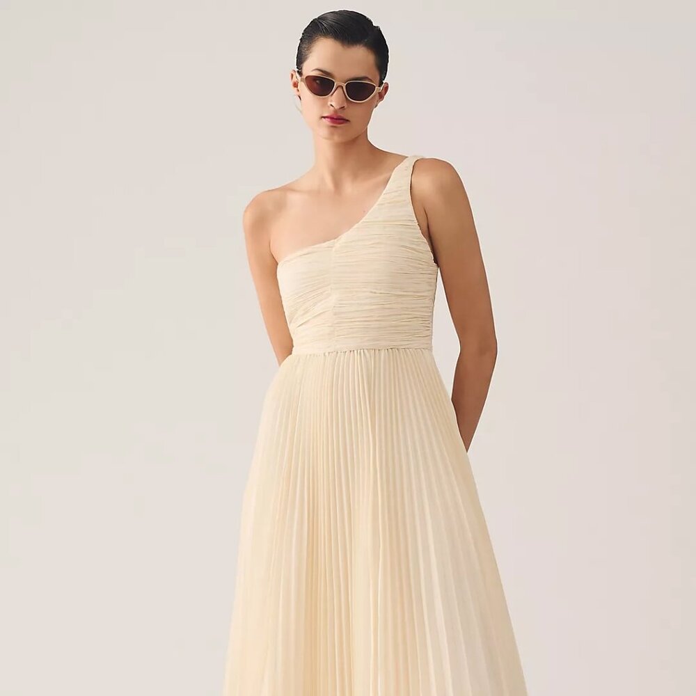 NEW NWT Anthropologie Forever That Girl One-Shoulder Pleated Dress (L)